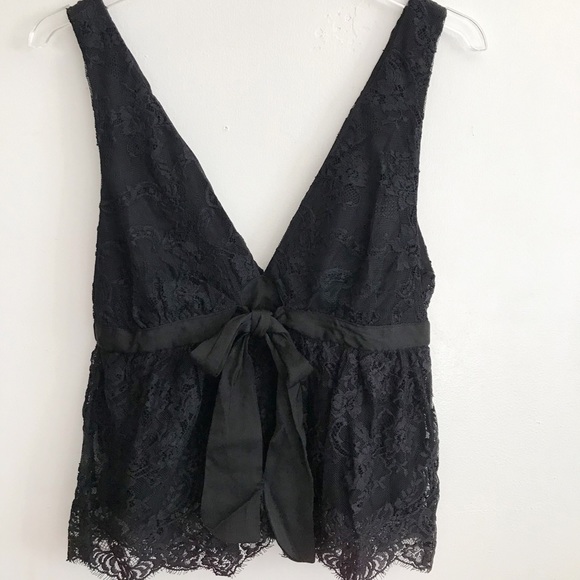 Free People Chante Lace Tie Front Black Tank Top - Picture 9 of 11